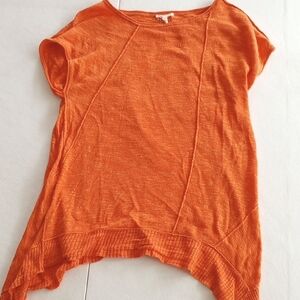 Eileen Fisher Asymmetrical Sweater Cap Dolman Sleeve Organic Linen Women's M